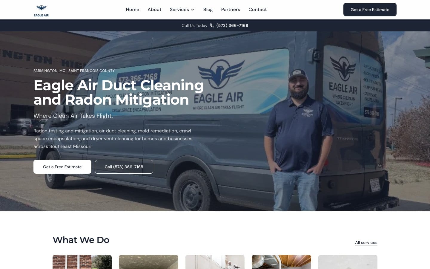 The Eagle Air website on a laptop