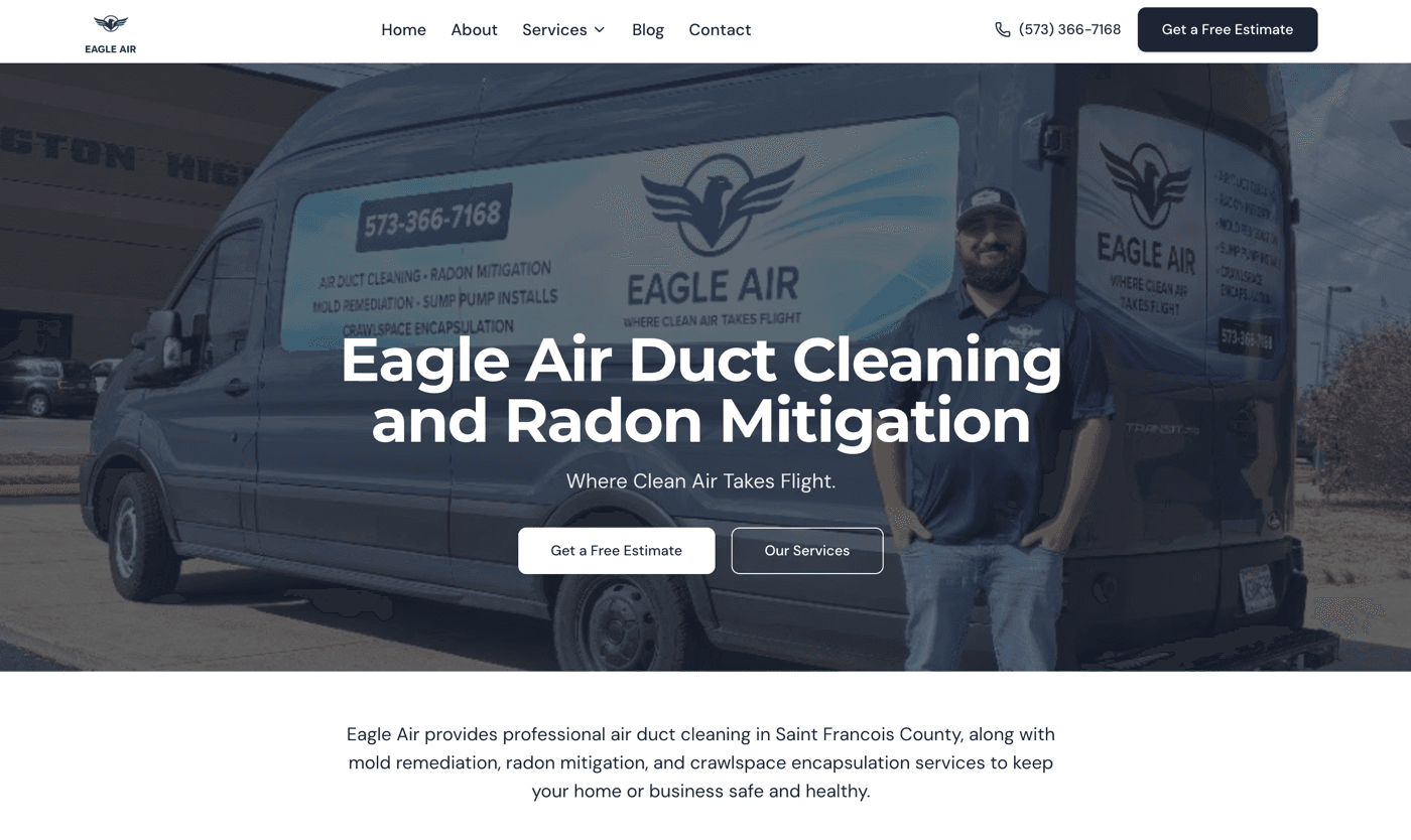 Screenshot of Eagle Air - Local services site + SEO foundation