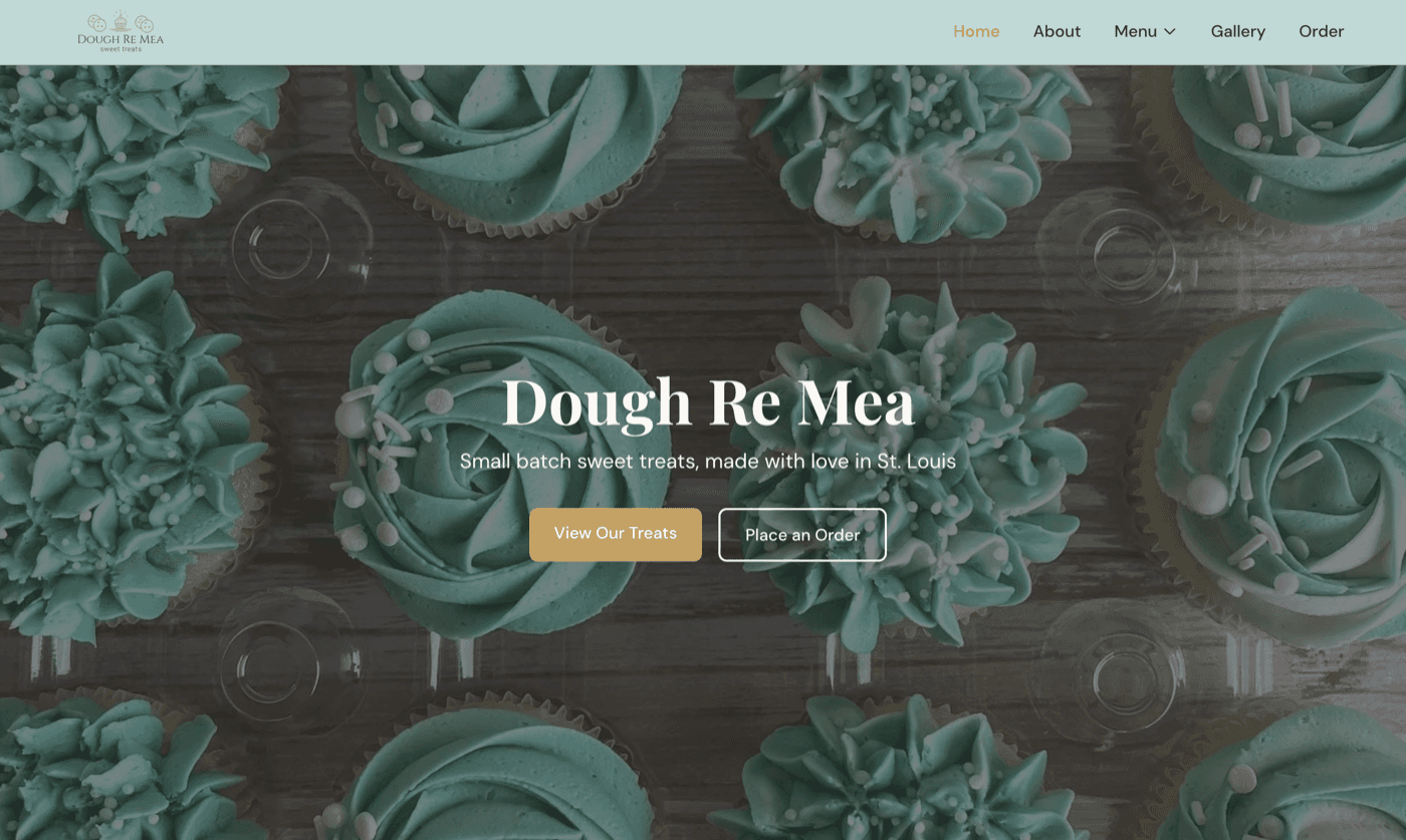Screenshot of Dough Re Mea - Small-batch bakery site