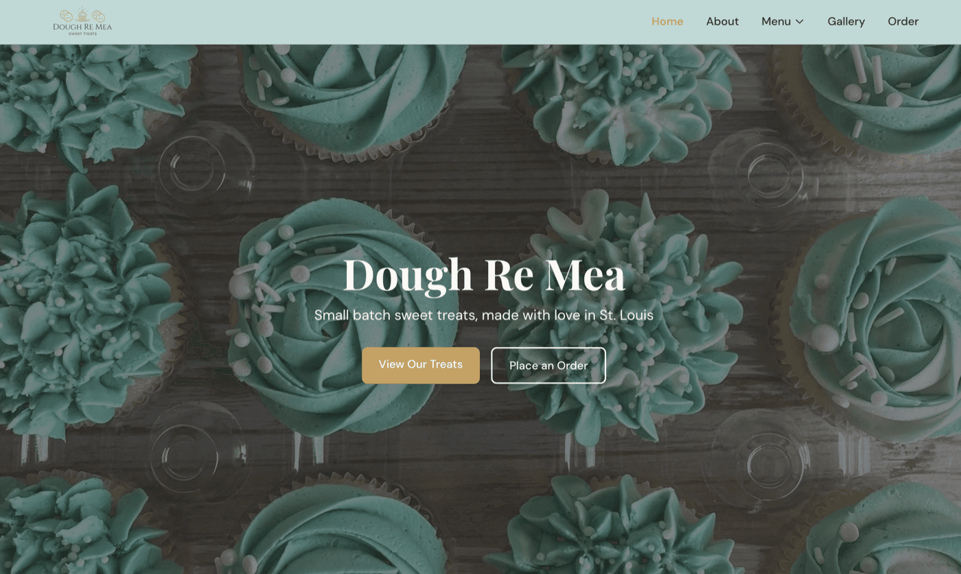 Screenshot of Dough Re Mea - Small-batch bakery site