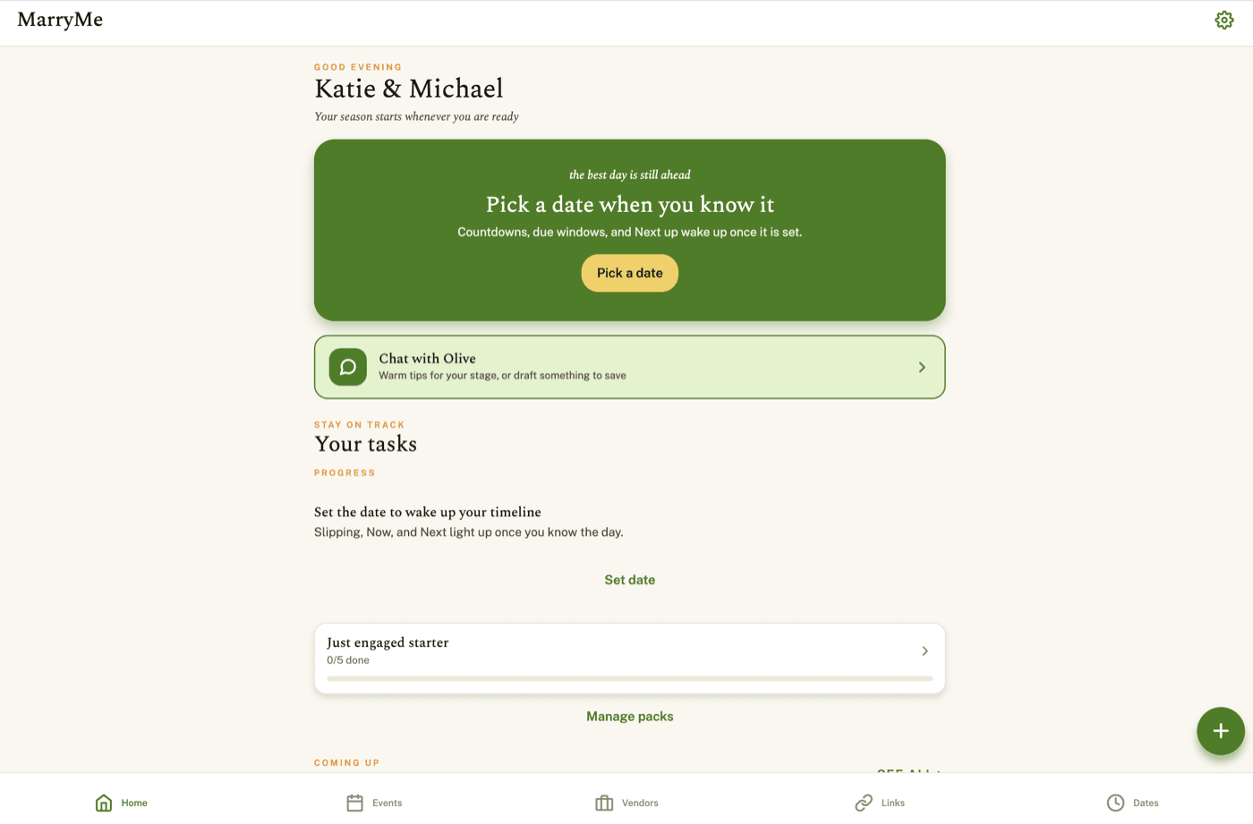 Screenshot of MarryMe - My own app, in development for iOS and Android